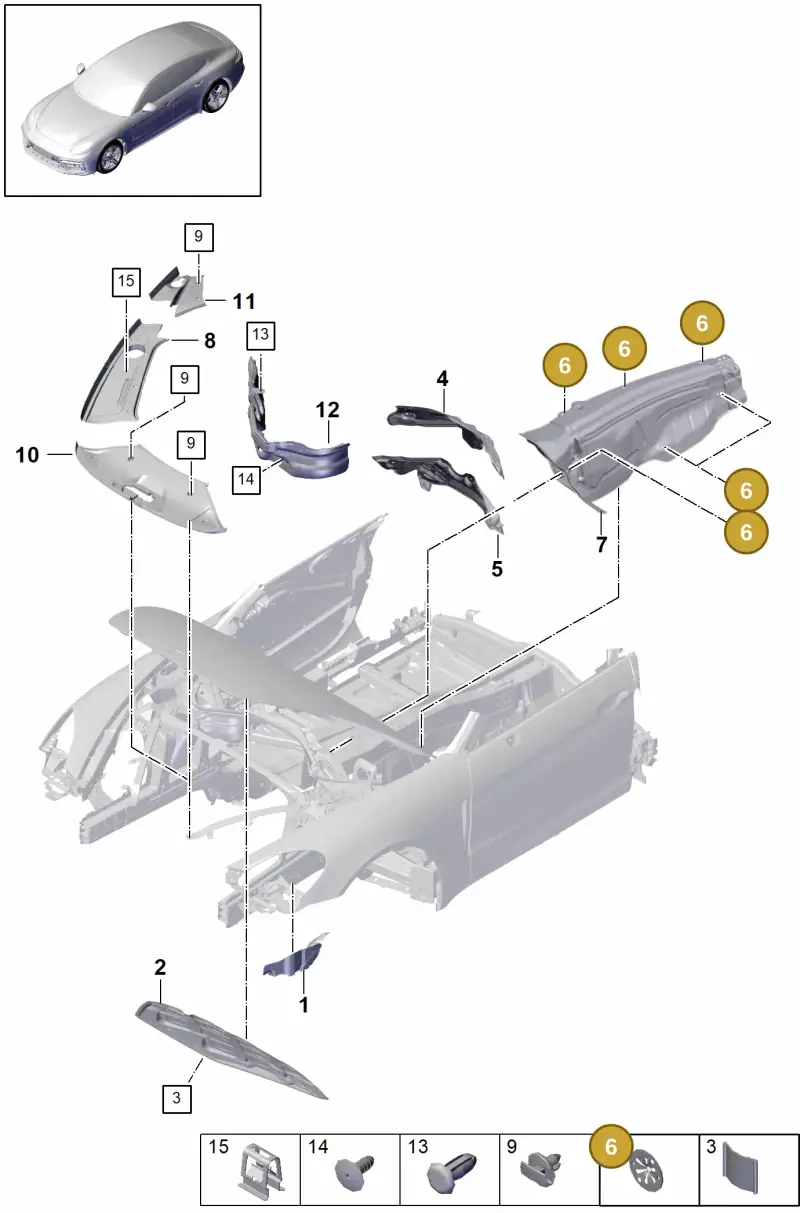N90335005 — Porsche Panamera 4 Hybrid (2016-2020) diagram p49807070, position 6