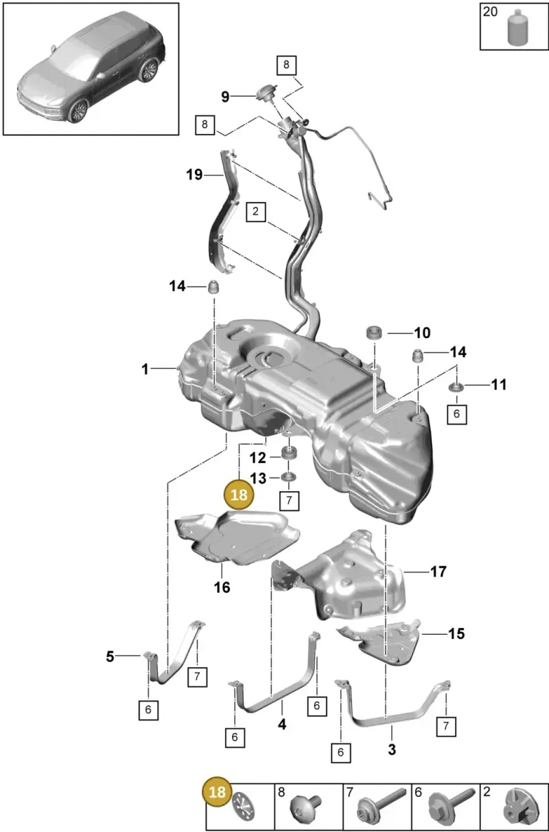 N90335005 — Porsche Cayenne Diesel V6 (2017-2023) diagram p51201000, position 18