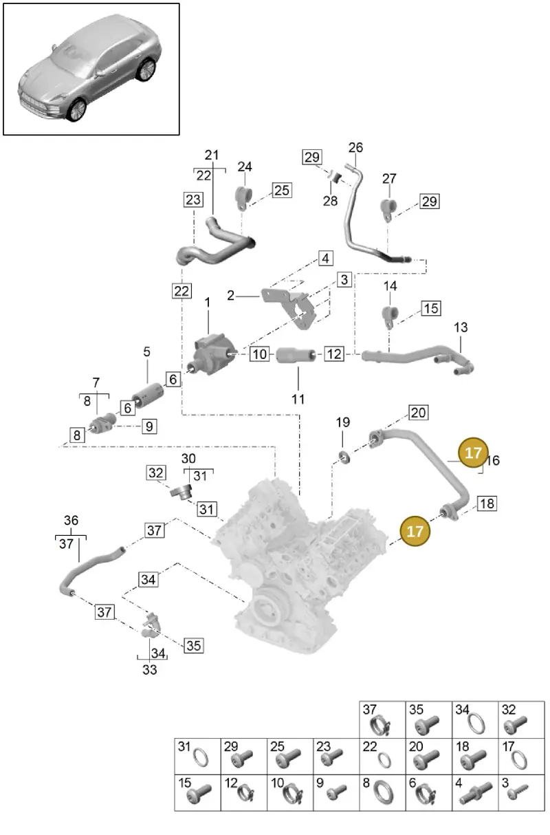 N90365302 — Porsche Macan R4 TFSI (2018-) diagram p52000015, position 17