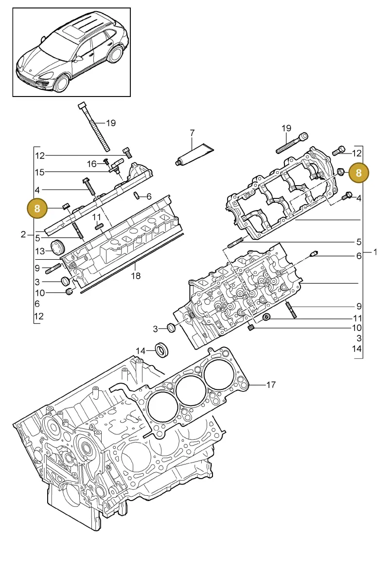 N90446502 — Porsche Cayenne (2010-2018) diagram p37103010, position 8
