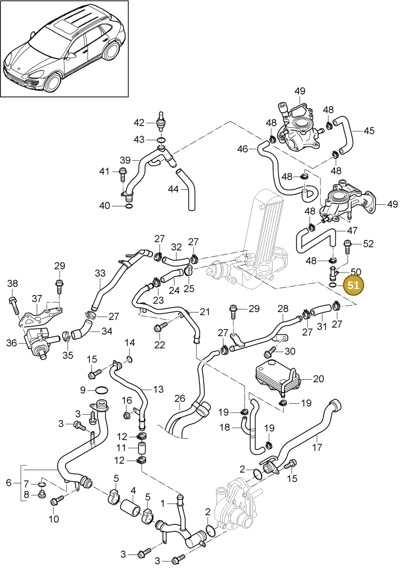 N90452003 — Porsche Cayenne (2010-2018) diagram p37105075, position 51