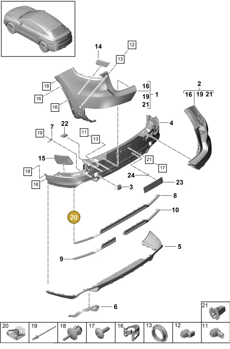 N90455902 — Porsche Cayenne Diesel V6 (2017-2023) diagram p51000014, position 20