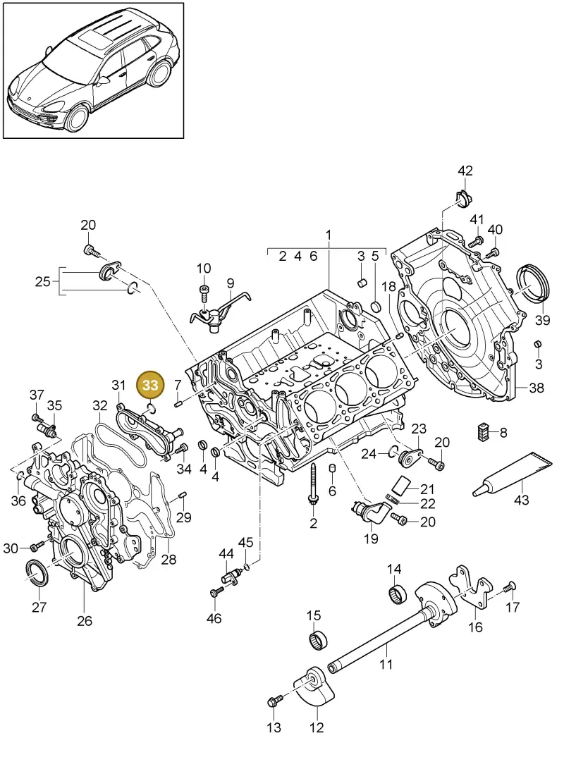 N90465004 — Porsche Cayenne (2010-2018) diagram p37101065, position 33
