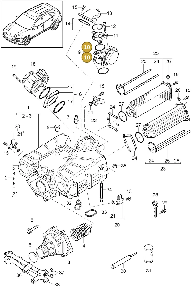 N90521604 — Porsche Cayenne (2010-2018) diagram p37107065, position 10
