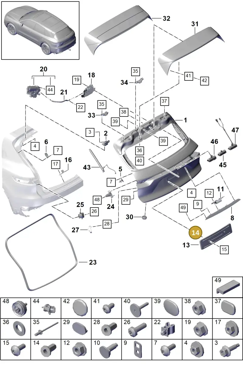 N90648102 — Porsche Cayenne Diesel V6 (2017-2023) diagram p51803005, position 14