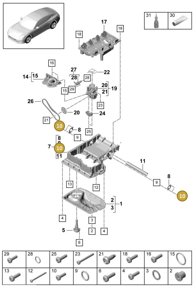 N90713203 — Porsche Panamera 4 Hybrid (2016-2020) diagram p49104020, position 10