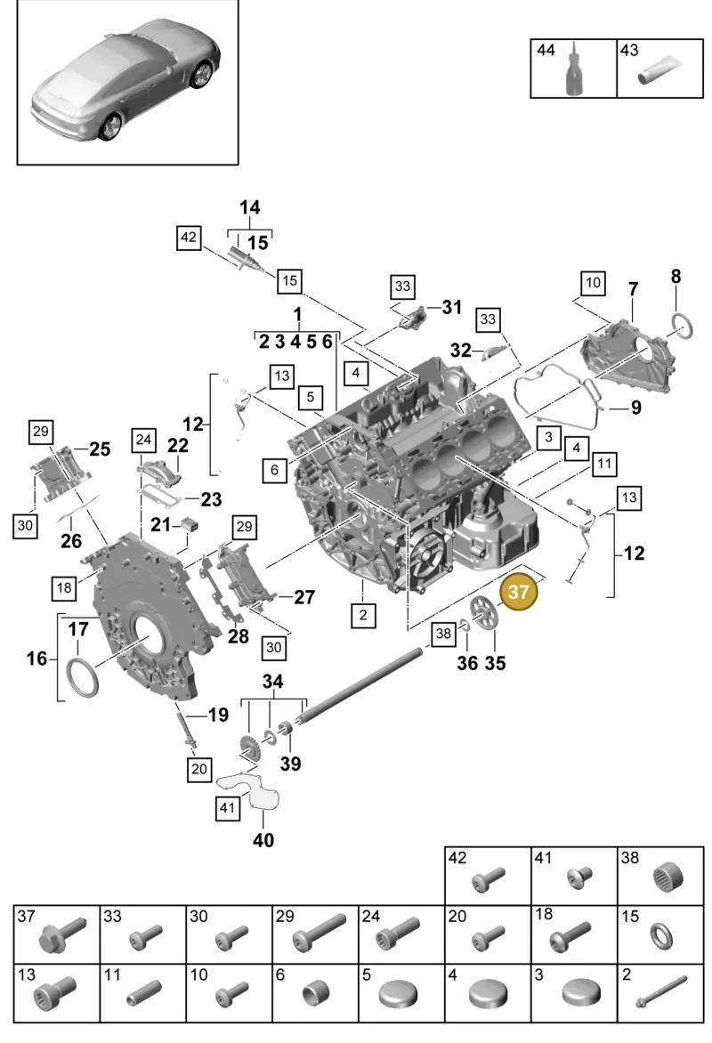 N90893202 — Porsche Panamera 4 Hybrid (2016-2020) diagram p49101050, position 37