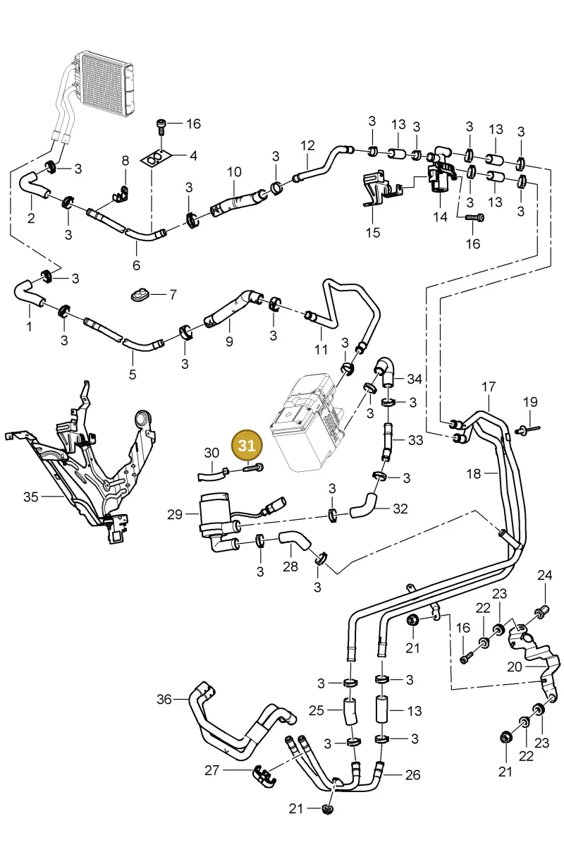 N90911701 — Porsche Cayenne (2007-2010) diagram p31813015, position 31