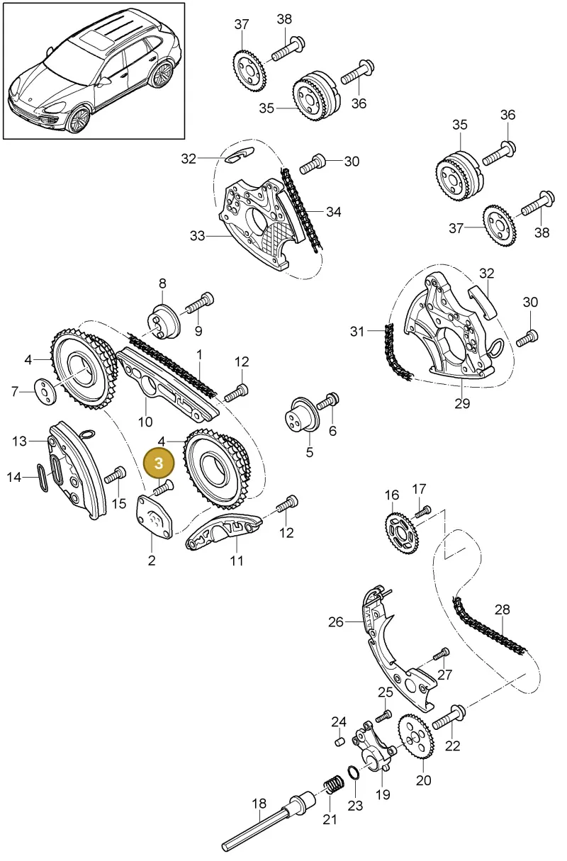 N90954903 — Porsche Cayenne (2010-2018) diagram p37103085, position 3