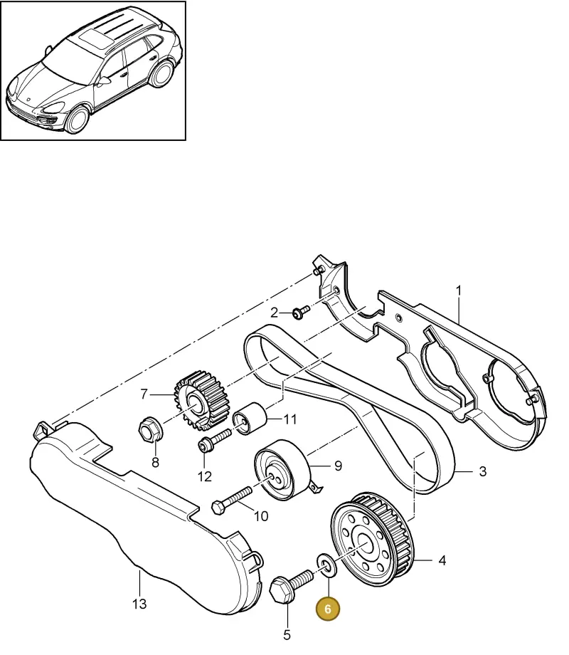 N90971702 — Porsche Cayenne (2010-2018) diagram p37103090, position 6