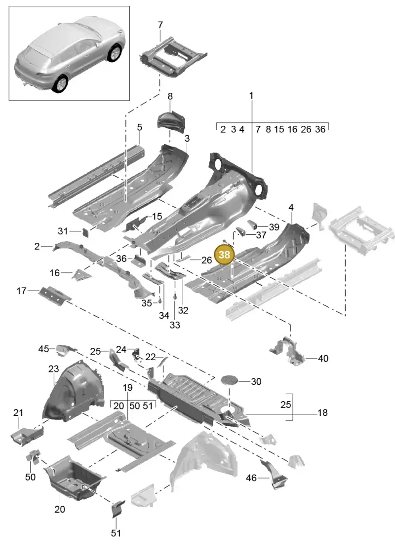 N90994402 — Porsche Macan GTS (2013-2018) diagram p44801020, position 38