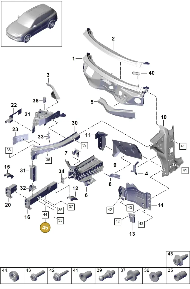N91033301 — Porsche Cayenne Diesel V6 (2017-2023) diagram p51801005, position 45