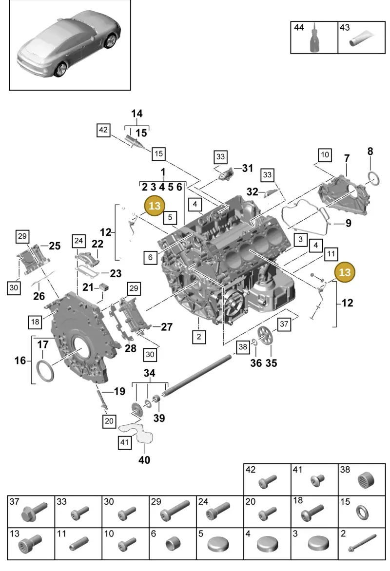 N91054701 — Porsche Panamera 4 Hybrid (2016-2020) diagram p49101050, position 13