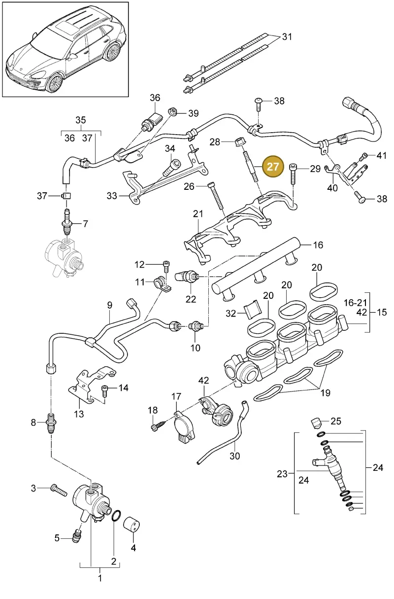 N91063801 — Porsche Cayenne (2010-2018) diagram p37107040, position 27