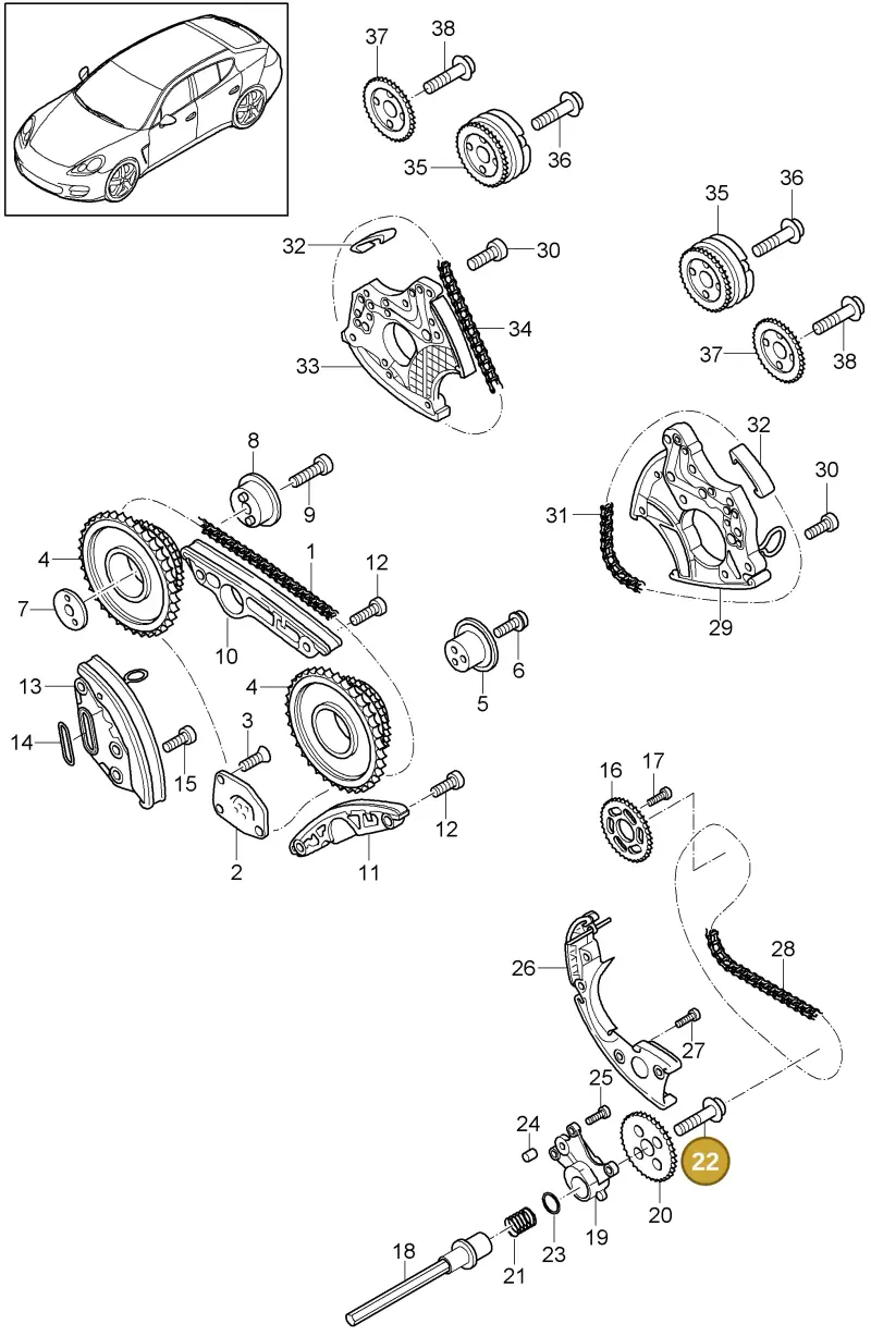 N91073701 — Porsche Panamera (2009-2016) diagram p35103075, position 22