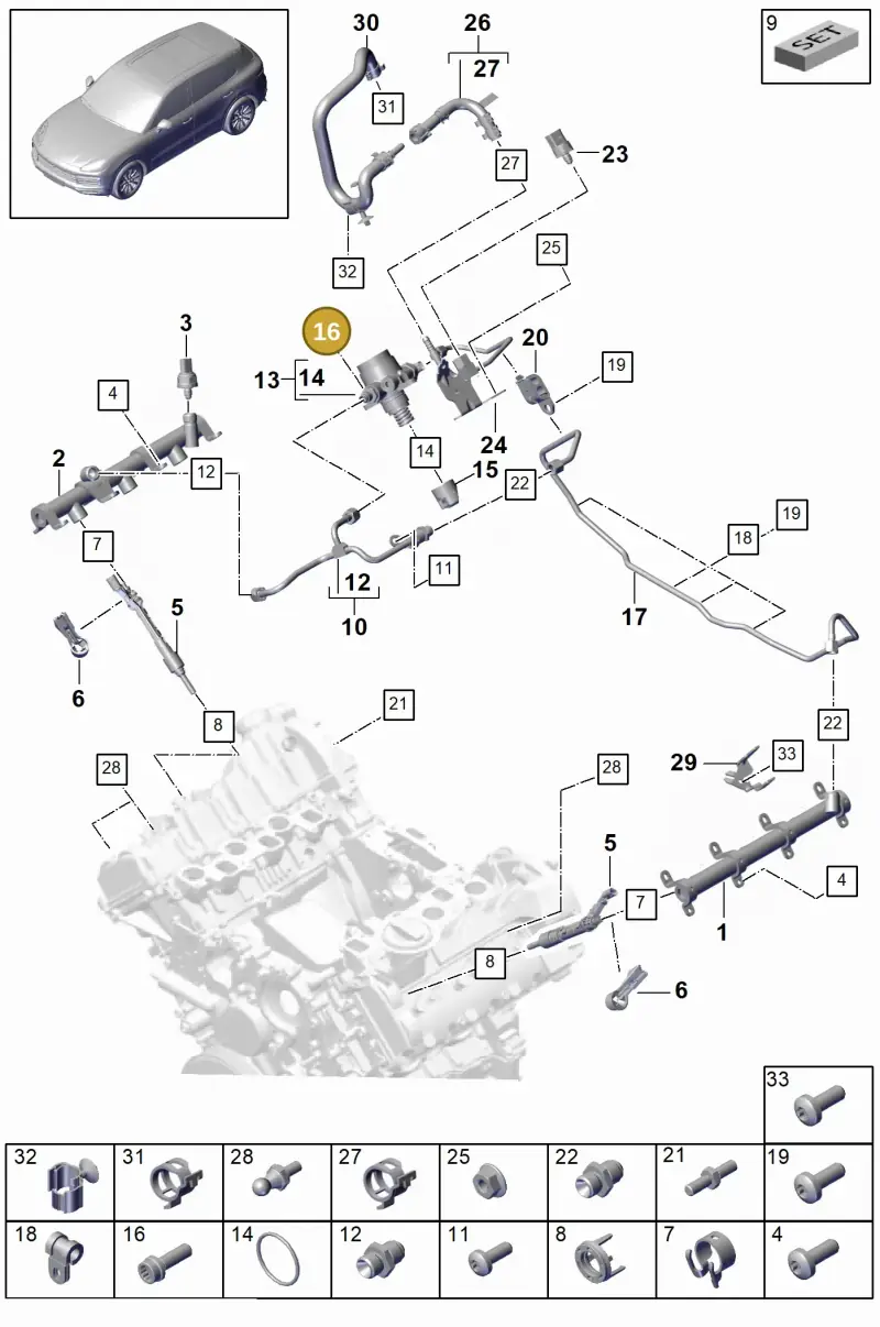 N91084201 — Porsche Cayenne Diesel V6 (2017-2023) diagram p51107005, position 16