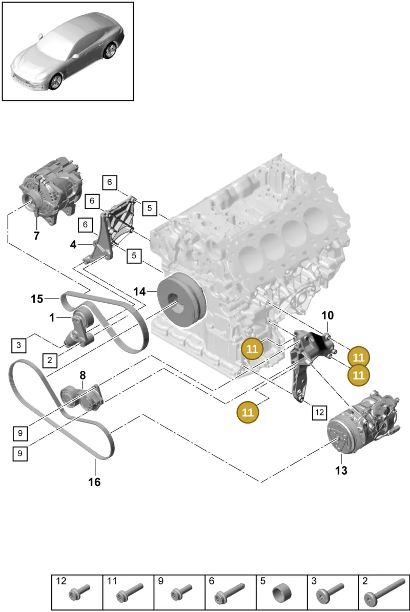 N91104601 — Porsche Panamera 4 Hybrid (2016-2020) diagram p49102040, position 11