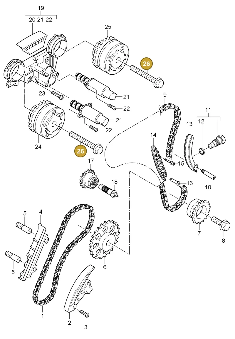 N91118001 — Porsche Cayenne (2007-2010) diagram p31103020, position 26
