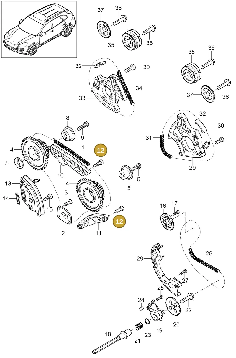 N91129001 — Porsche Cayenne (2010-2018) diagram p37103085, position 12