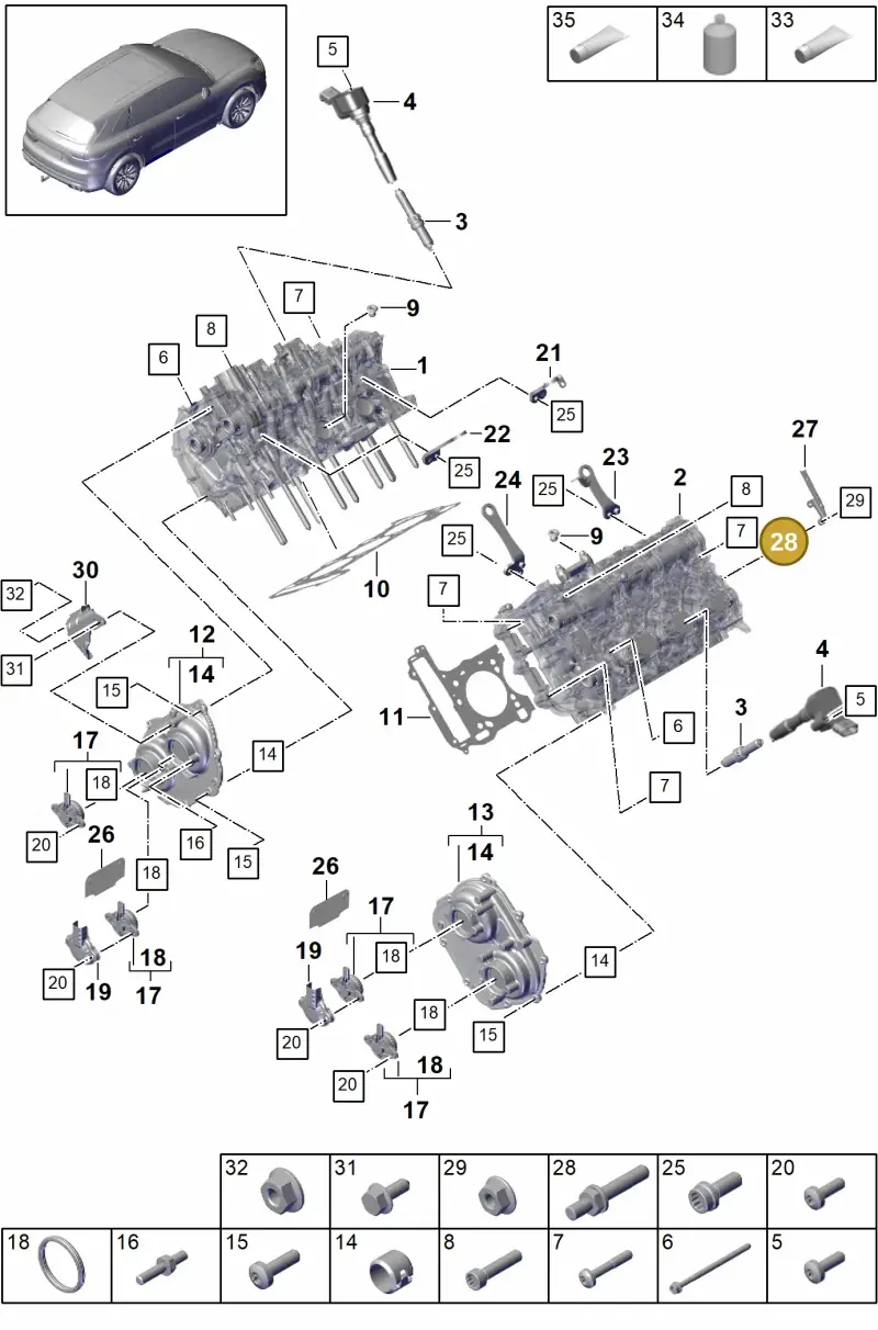 N91184801 — Porsche Cayenne Diesel V6 (2017-2023) diagram p51103005, position 28