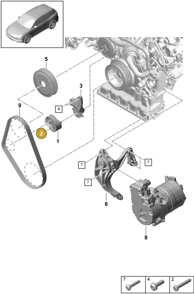 N91189401 — Porsche Cayenne Diesel V6 (2017-2023) diagram p51102080, position 2
