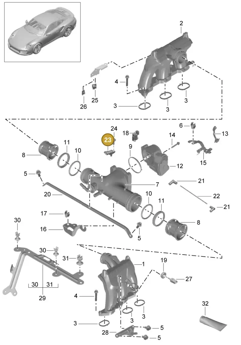 PAC906051 — Porsche 911 (2013-2020) diagram p42107010, position 23