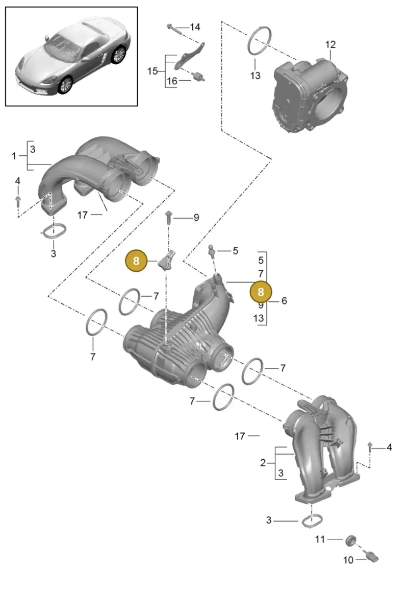 PAC906051 — Porsche Boxster (2016-2019) diagram p48107010, position 8