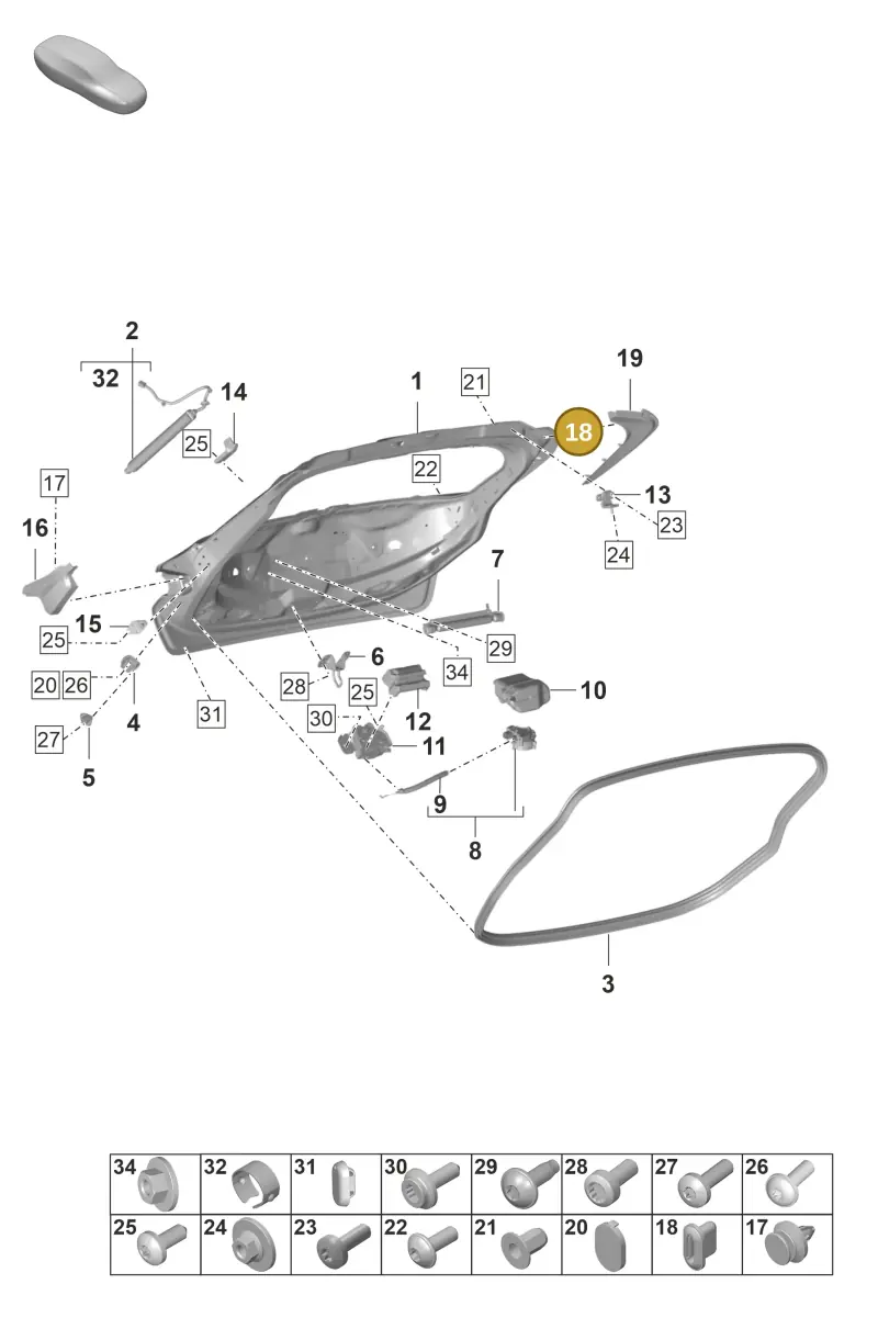 PAF010113 — Porsche Taycan Sport Turismo (2019-2024) diagram p56803050, position 18