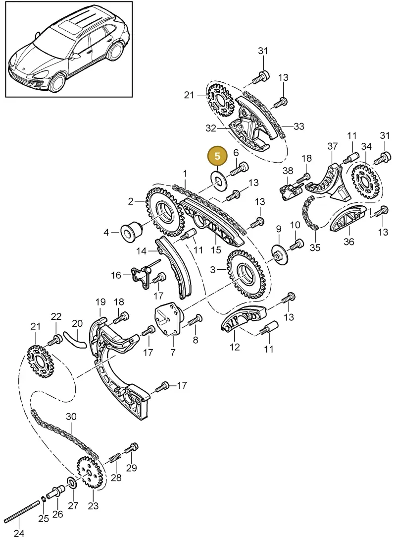 WHT000124 — Porsche Cayenne (2010-2018) diagram p37103080, position 5