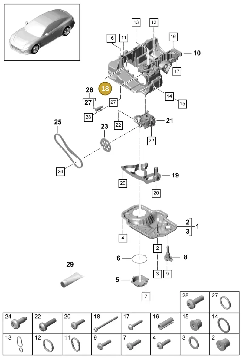 WHT004874 — Porsche Panamera 4 Hybrid (2016-2020) diagram p49104030, position 18