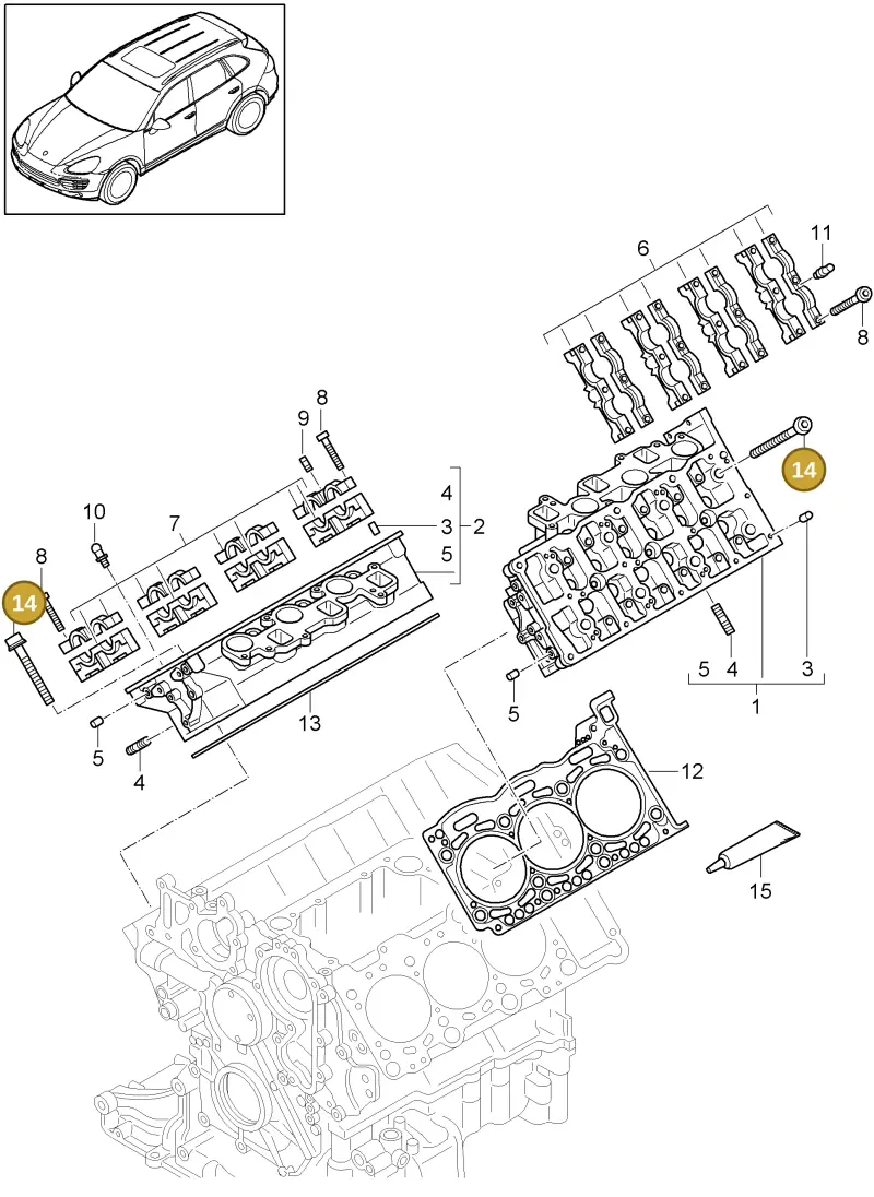 WHT005262 — Porsche Cayenne (2010-2018) diagram p37103012, position 14