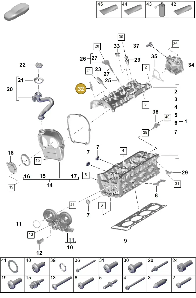 WHT005404 — Porsche Cayenne Hybrid Coupe (2023-) diagram p60103000, position 32