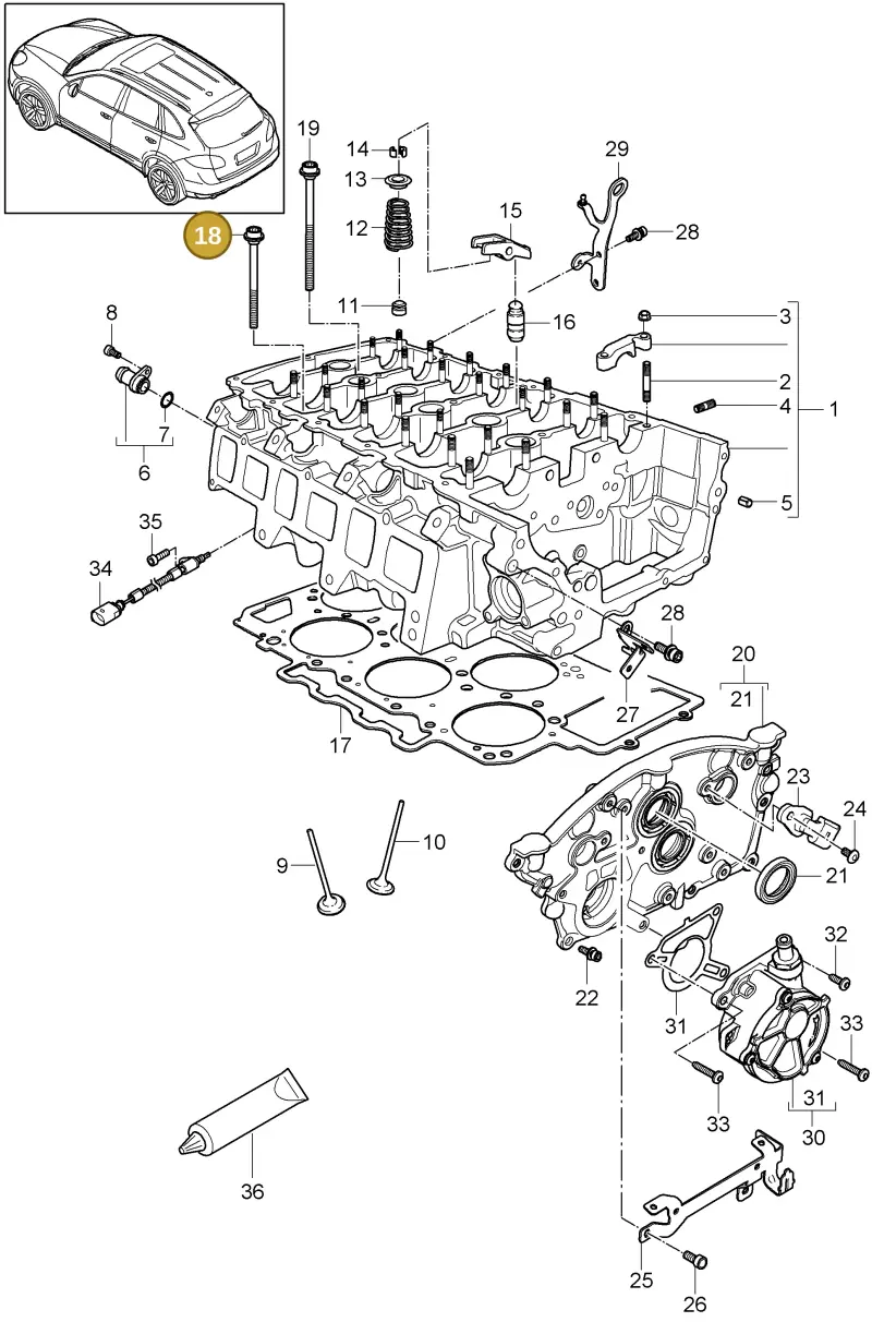 WHT005465 — Porsche Cayenne (2010-2018) diagram p37103005, position 18