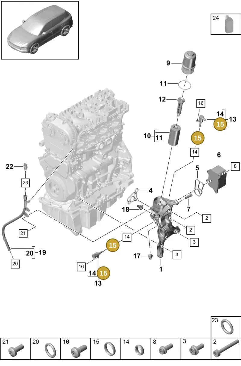 WHT007317 — Porsche Cayenne Diesel V6 (2017-2023) diagram p51104015, position 15