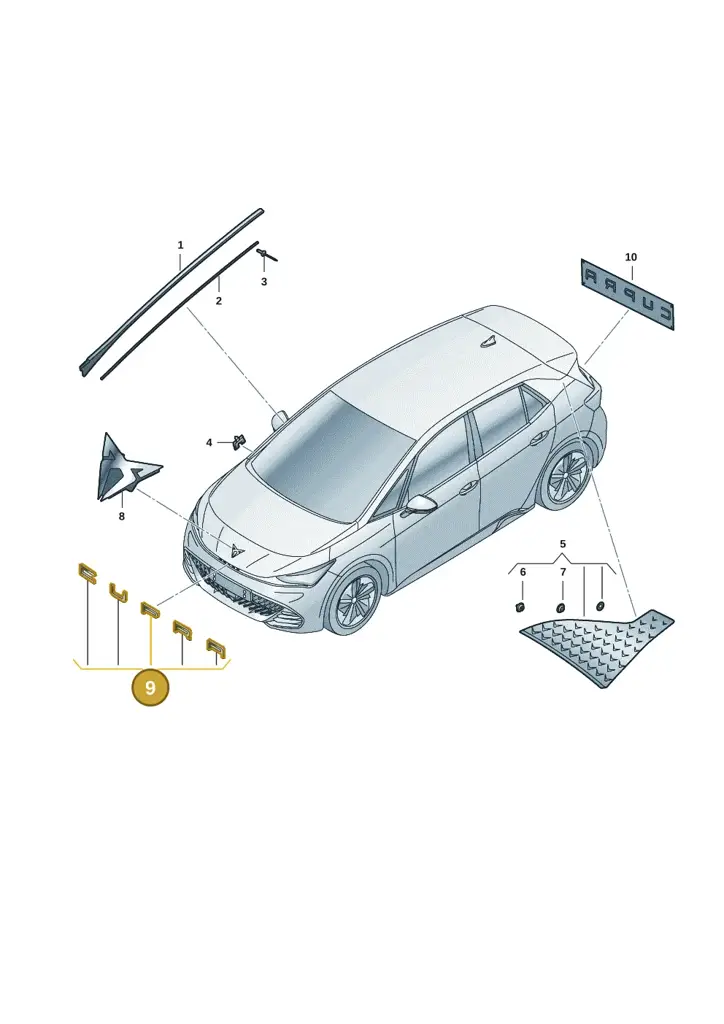 10E853670A5DV — SEAT EBoost CUPRA (2021-) diagram 10s853000, position 9