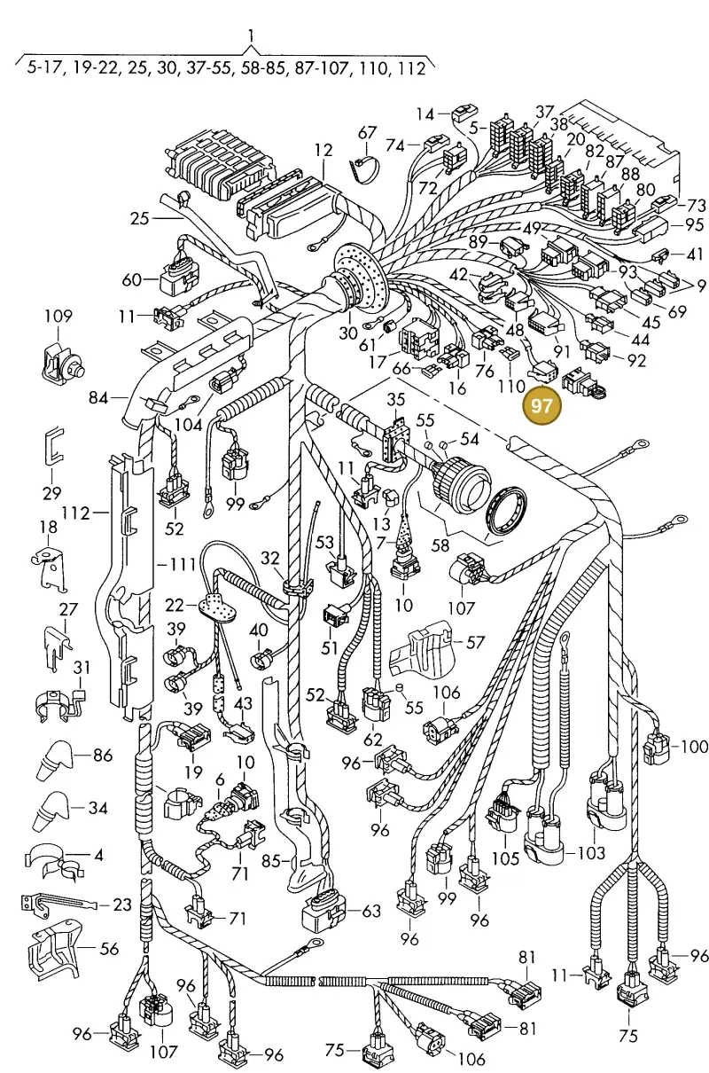 191972772 — SEAT ALHAMBRA (1996-2000) diagram 162971300, position 97