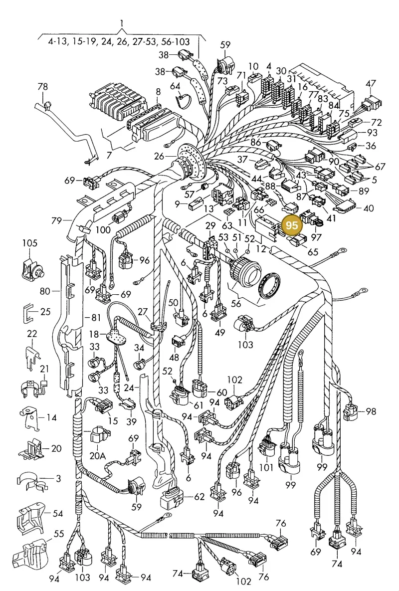 191972772 — SEAT ALHAMBRA (1996-2000) diagram 162971500, position 95