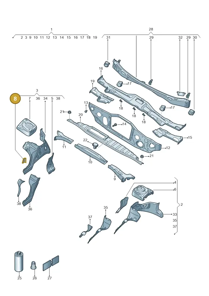 1EA121409K — SEAT EBoost CUPRA (2021-) diagram 10a803005, position 8