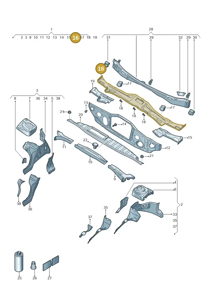1EA805265 — SEAT EBoost CUPRA (2021-) diagram 10a803005, position 16