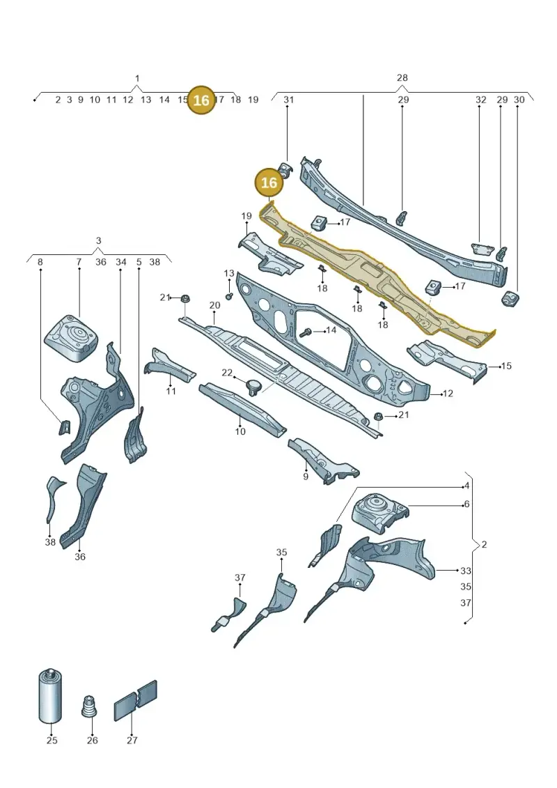 1EA805265 — SEAT EBoost CUPRA (2021-) diagram 10a803005, position 16