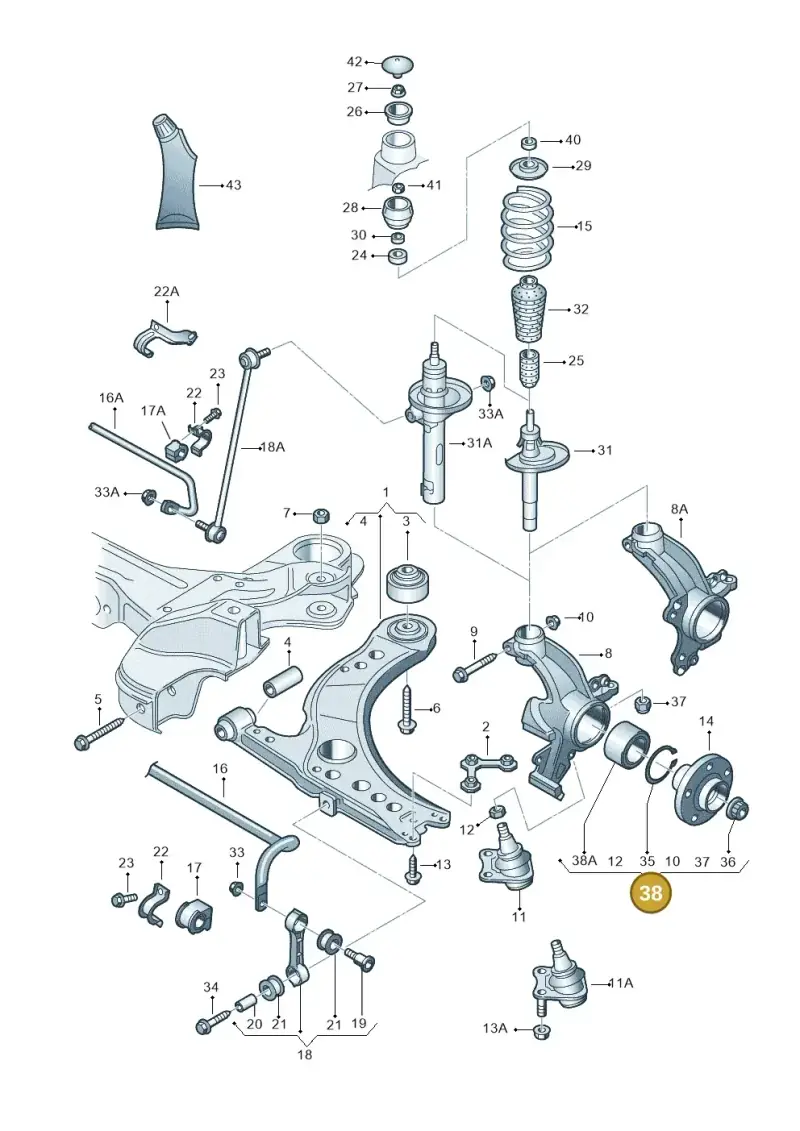 1J0498625A — SEAT TOLEDO/LEON/LEON-4 (1998-2001) diagram 194407100, position 38
