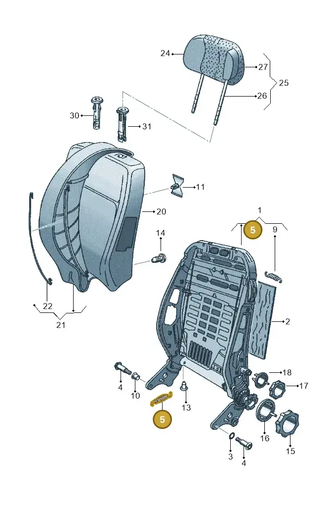 1J0881497 — SEAT TOLEDO/LEON/LEON-4 (2001-2006) diagram 268881500, position 5