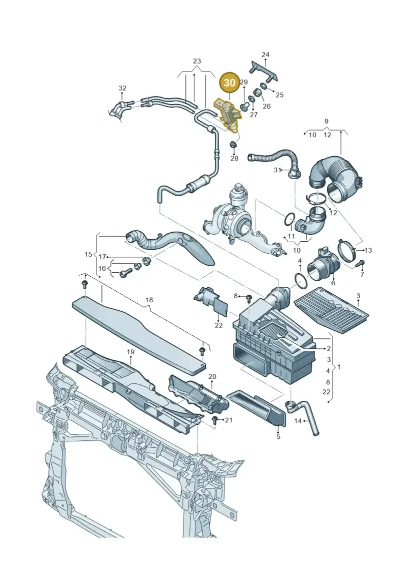 1K0906627B — SEAT Leon style (2019-) diagram 2ka129302, position 30