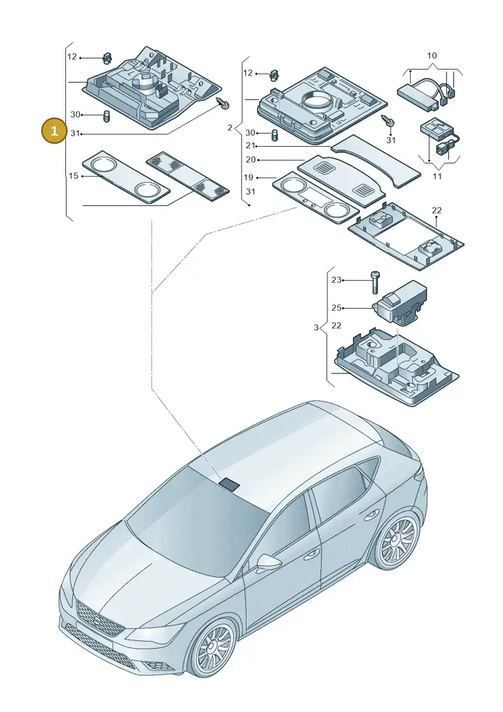 1K0947105PY20 — SEAT Ateca Style (2016-) diagram 893947000, position 1