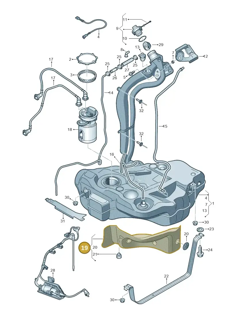 1Q0201307C — SEAT Altea XL Reference (2013-2013) diagram 412201000, position 19