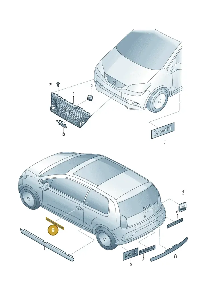 1SL853433CF0D — SEAT Mii (2011-2019) diagram 735853000, position 9