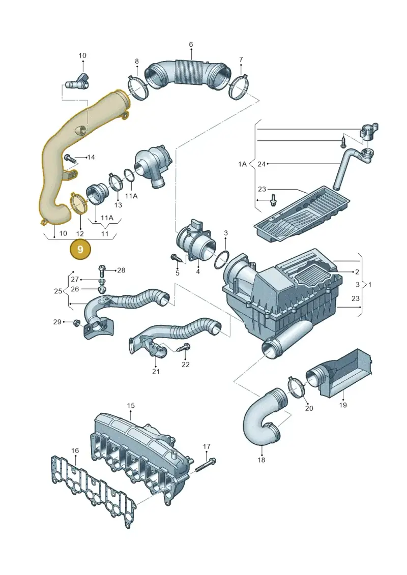 3C0129654P — SEAT Altea XL Reference (2010-2013) diagram 420129500, position 9