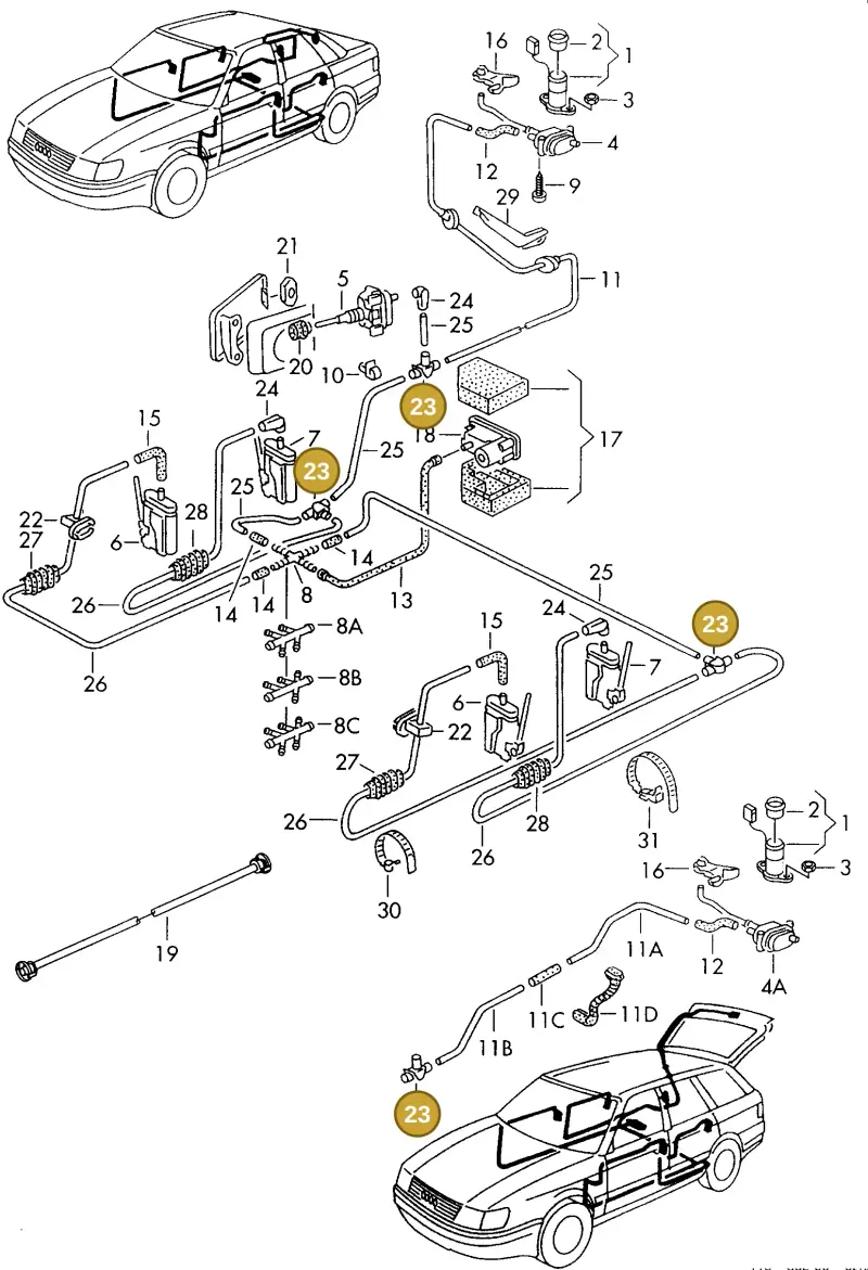 447711758 — Audi S6 plus qu.       97 (1996-1997) diagram 118862000, position 23