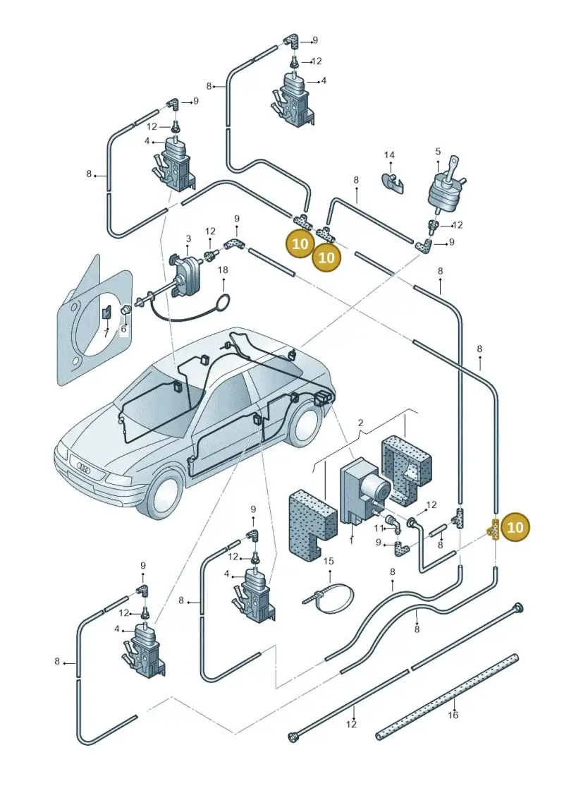 447711758 — Audi A3/S3/QUATTRO (2000-2003) diagram 201862050, position 10
