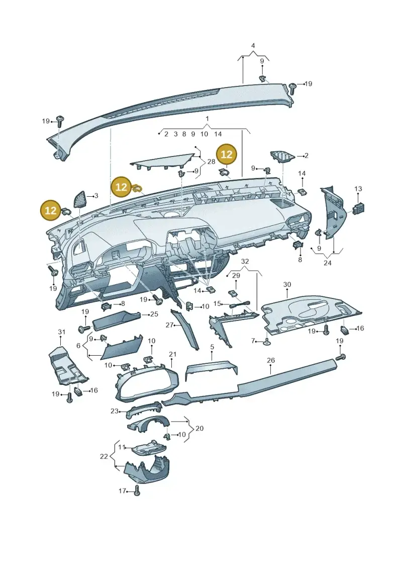 5C5857949 — SEAT Formentor TSI CUPRA (2020-) diagram 5fn857010, position 12
